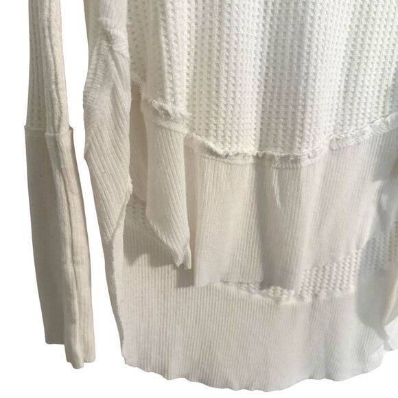 We the Free People Womens Small Catalina White Thermal Long Sleeve V-neck Top - Picture 3 of 10